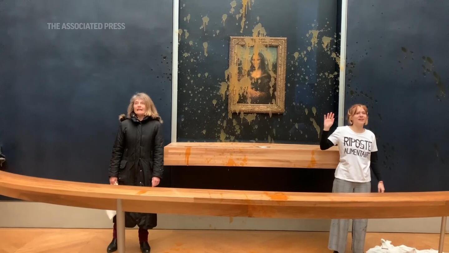 Paris – In a shocking act of vandalism, climate activists targeted the iconic Mona Lisa painting at the Louvre Museum by hurling soup at the protective glass surrounding the artwork. The incident, which occurred on Tuesday, has sparked outrage and raised concerns over the safety of precious cultural artifacts.

The unidentified activists, believed to be part of a climate change protest group, reportedly breached security measures to gain access to the painting. They then proceeded to launch containers of soup at the glass case protecting the Mona Lisa, causing minor damage to the barrier.

The Louvre Museum authorities swiftly responded to the incident, apprehending the activists and evacuating visitors from the Mona Lisa gallery. The painting, one of the most revered masterpieces in art history, was quickly secured and inspected for any potential harm.

While the Mona Lisa itself remained unharmed, the incident has highlighted the vulnerability of priceless artworks to acts of vandalism. The Louvre Museum, a renowned symbol of cultural heritage, has faced previous security breaches, prompting calls for enhanced protection measures.

The motive behind the activists’ action is believed to be their frustration with the global response to climate change, as they seek to draw attention to the urgent need for action. However, their choice to target a revered piece of art has drawn criticism, as many argue that such acts undermine the message they aim to convey.

The Louvre Museum has assured the public that comprehensive security measures are in place to safeguard the valuable artworks housed within its walls. The incident serves as a stark reminder of the ongoing challenges faced by cultural institutions in protecting their treasures.