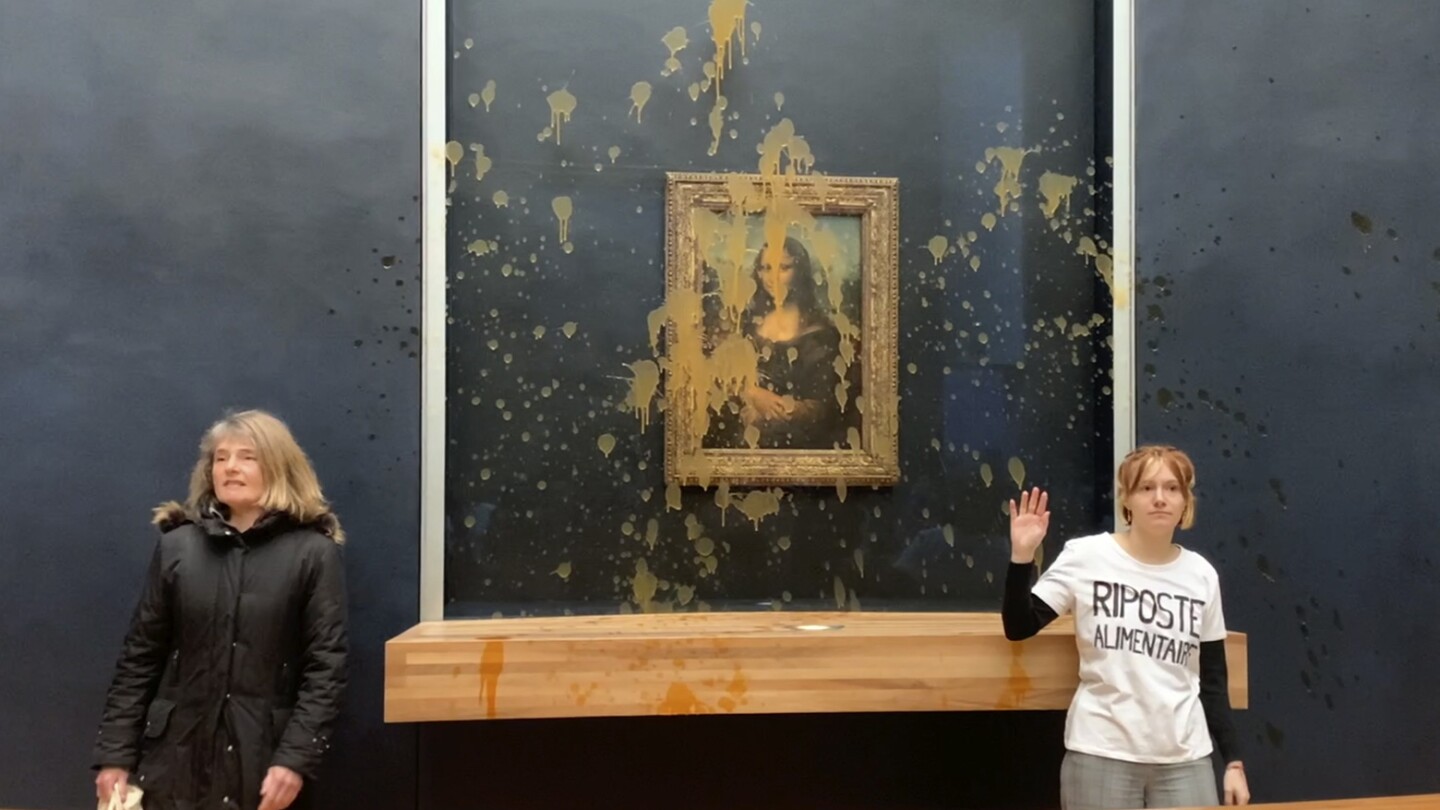 In Paris, climate activists express their discontent by flinging soup at the iconic painting, the ‘Mona Lisa’.