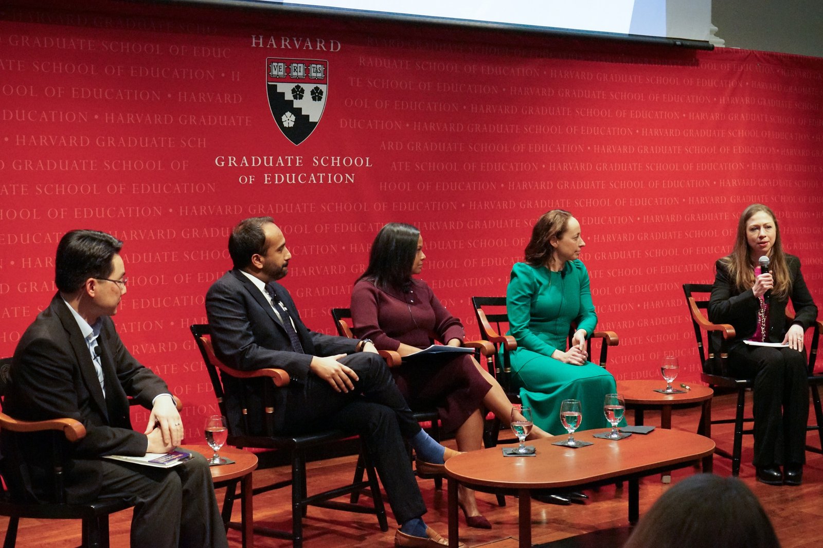 Chelsea Clinton and a panel of experts engage in a discussion on the effects of climate change on childhood development.