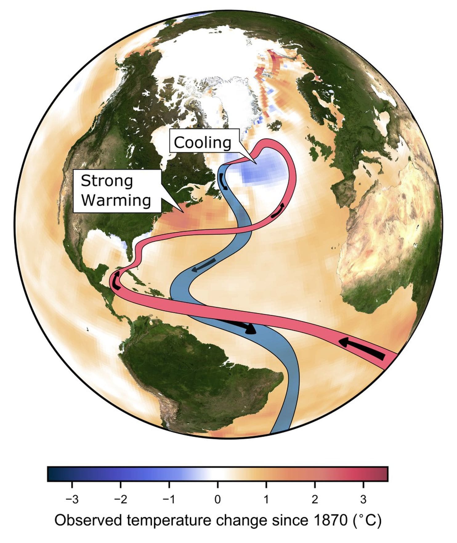 A recent study indicates that the Atlantic overturning circulation (AMOC) is currently heading towards a tipping point.